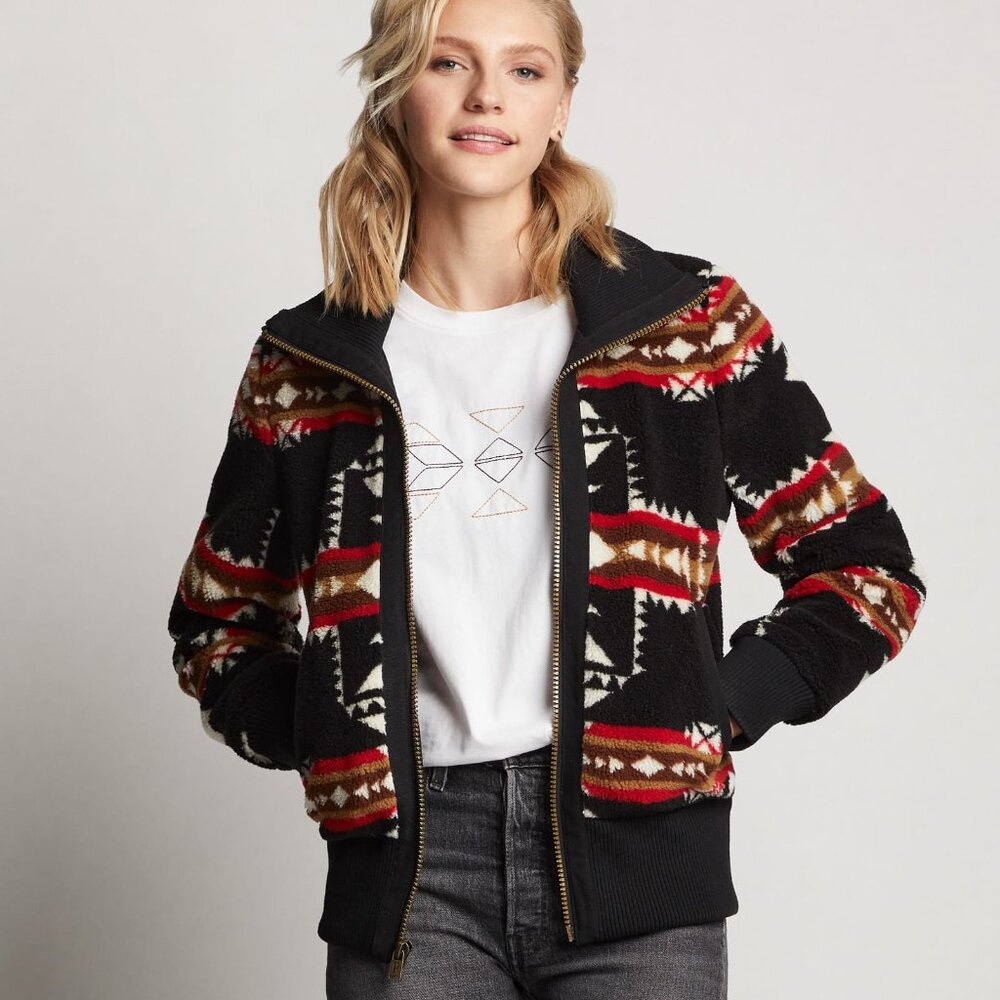 NWT!!! Pendleton Foxglove Fleece Bomber Jacket in Crossroads Black (MEDIUM)